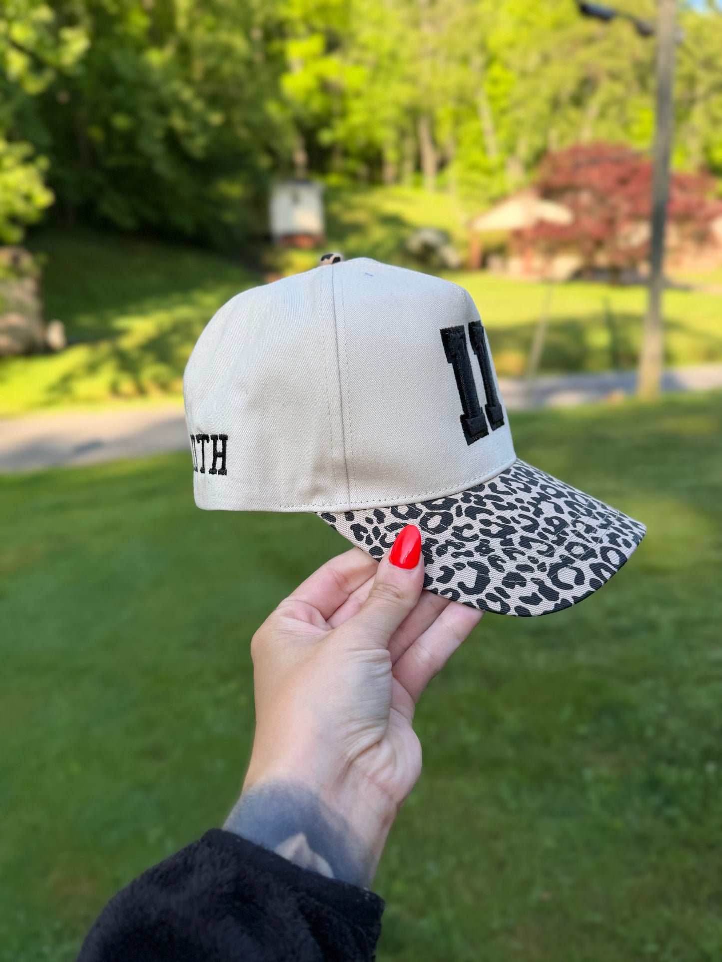 Cheetah Puff Number Hat