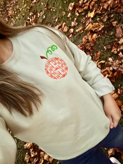 Gingham Pumpkin Monogram Crewneck