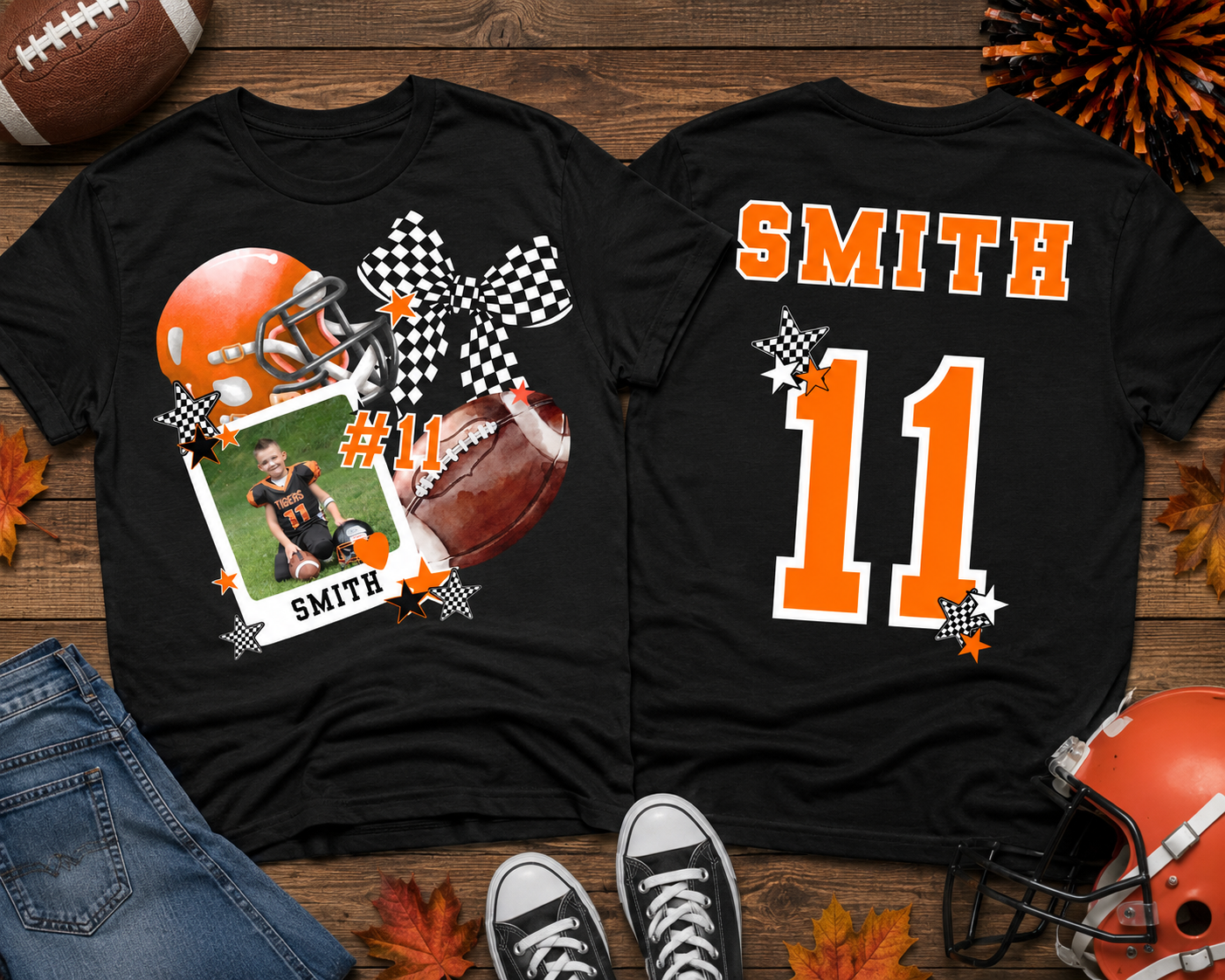 Football Photo Shirt 🧡🏈🖤